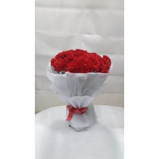20 red Carnation Bunch with white Paper Packing
